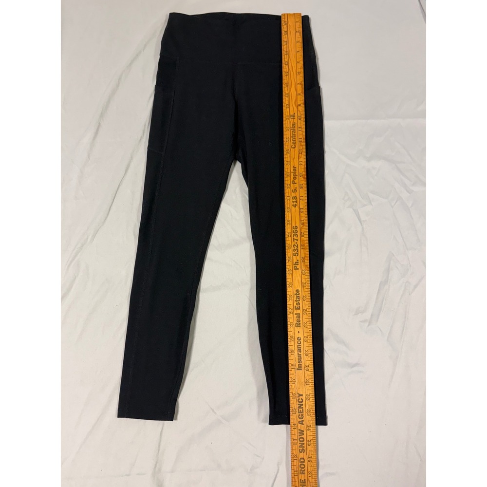 Women's Black High Waisted Athletic Leggings with Side Pockets Size Small J4 - Picture 3 of 6